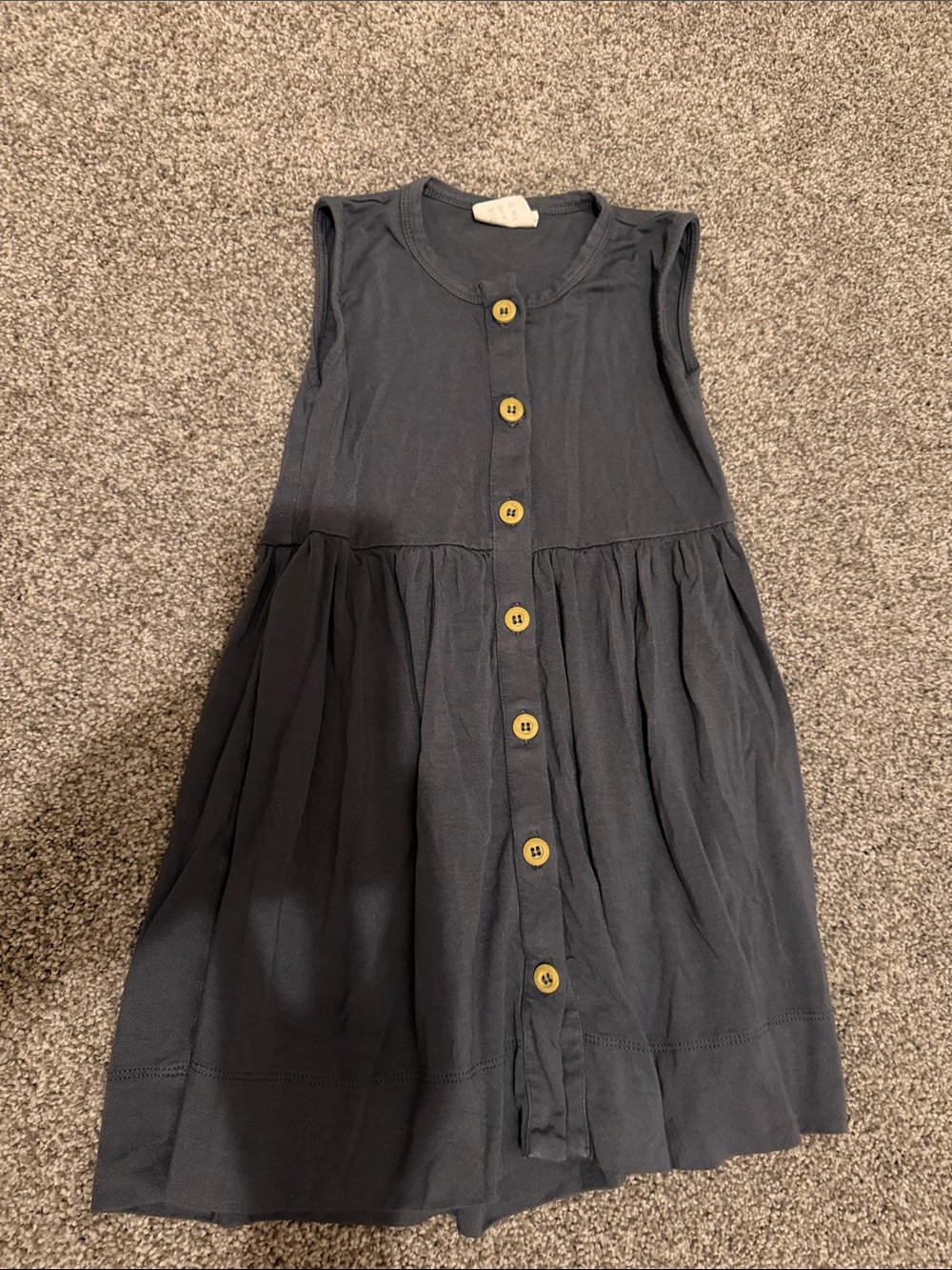 Girls Navy Button-Front Dress